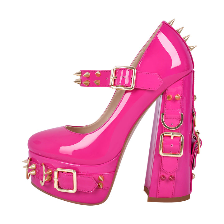 Mary Jane Rivet Platform Chunky Heel Pumps – Onlymaker