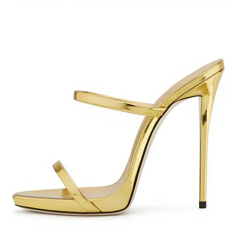 Round Toe Slip On High Heel Sandals Mules