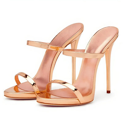 Round Toe Slip On High Heel Sandals Mules