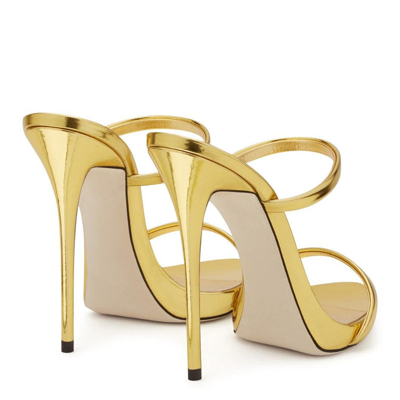 Round Toe Slip On High Heel Sandals Mules