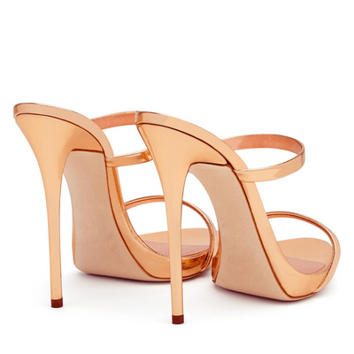 Round Toe Slip On High Heel Sandals Mules