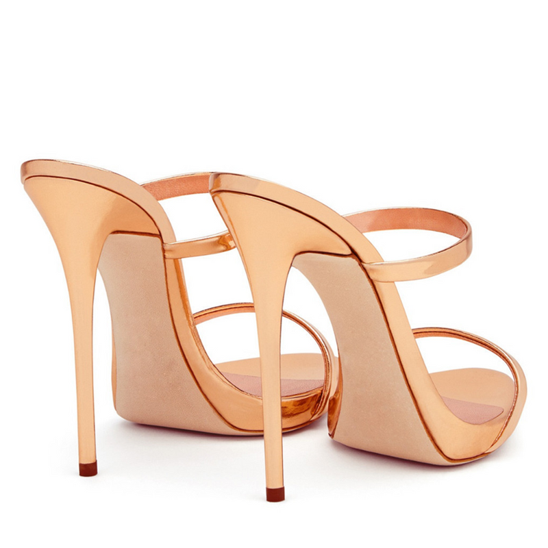 Round Toe Slip On High Heel Sandals Mules