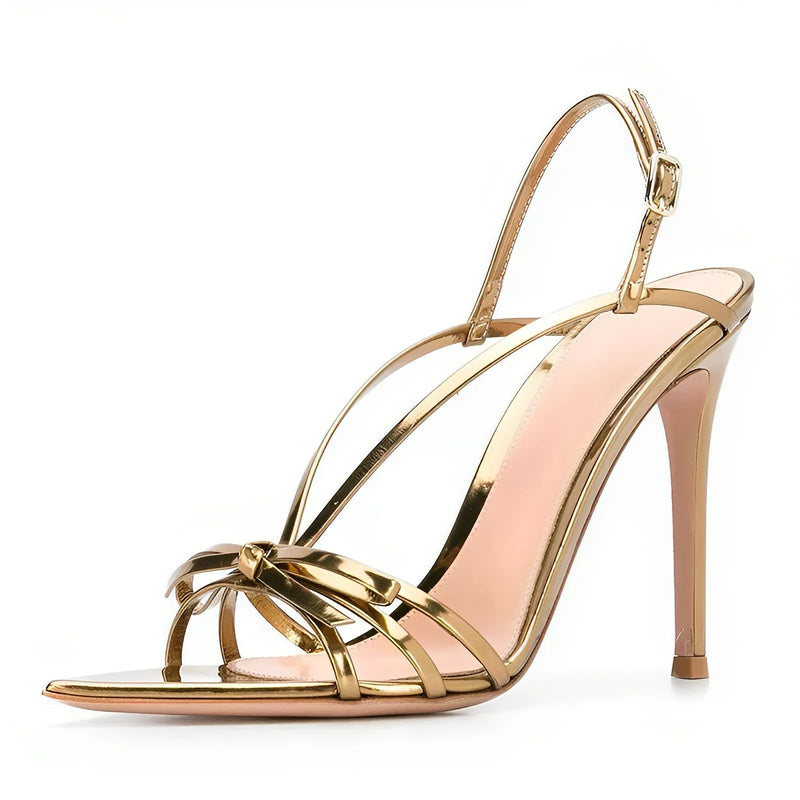 Pointed Toe Bow Slingback Stiletto Sandals