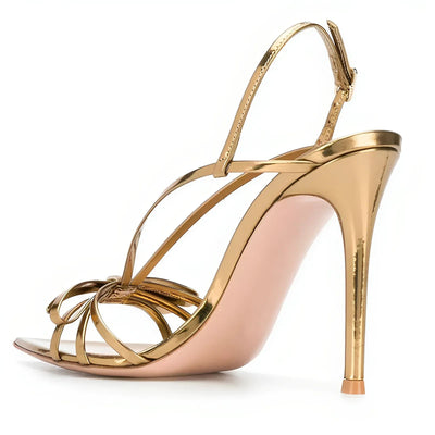 Pointed Toe Bow Slingback Stiletto Sandals