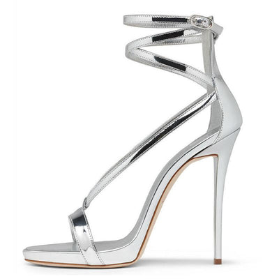 Round Toe Ankle Strap High Heel Sandals