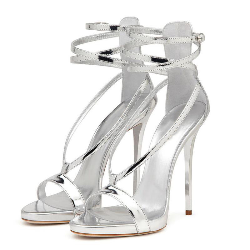 Round Toe Ankle Strap High Heel Sandals