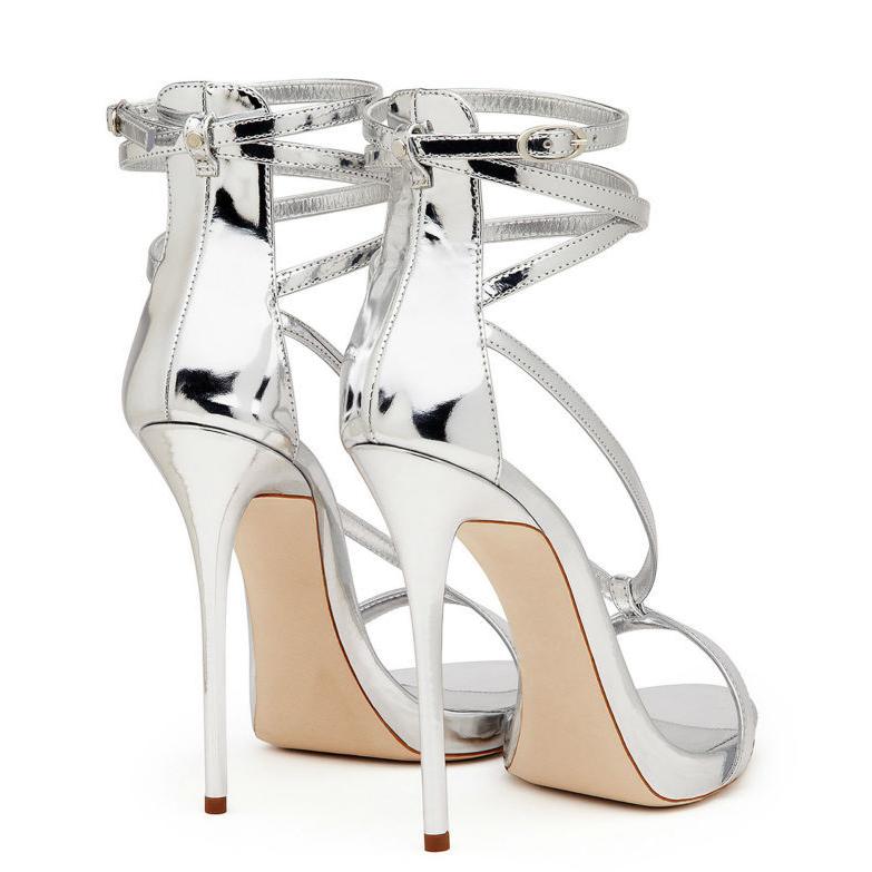 Round Toe Ankle Strap High Heel Sandals