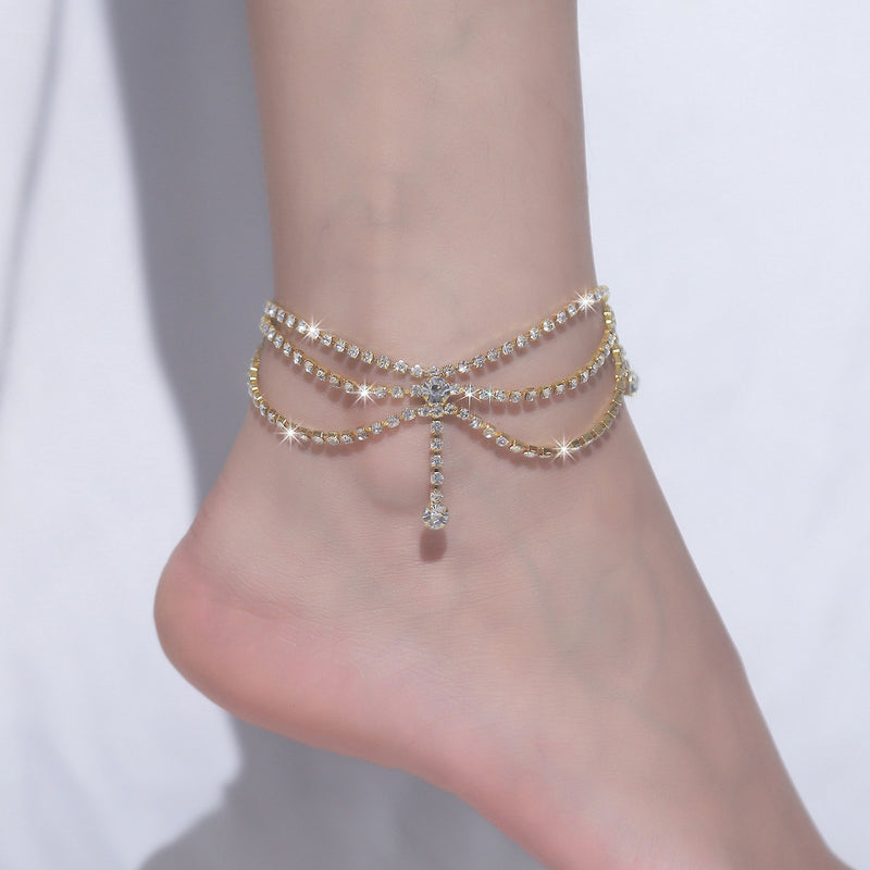 Rhinestone Pendant Anklet