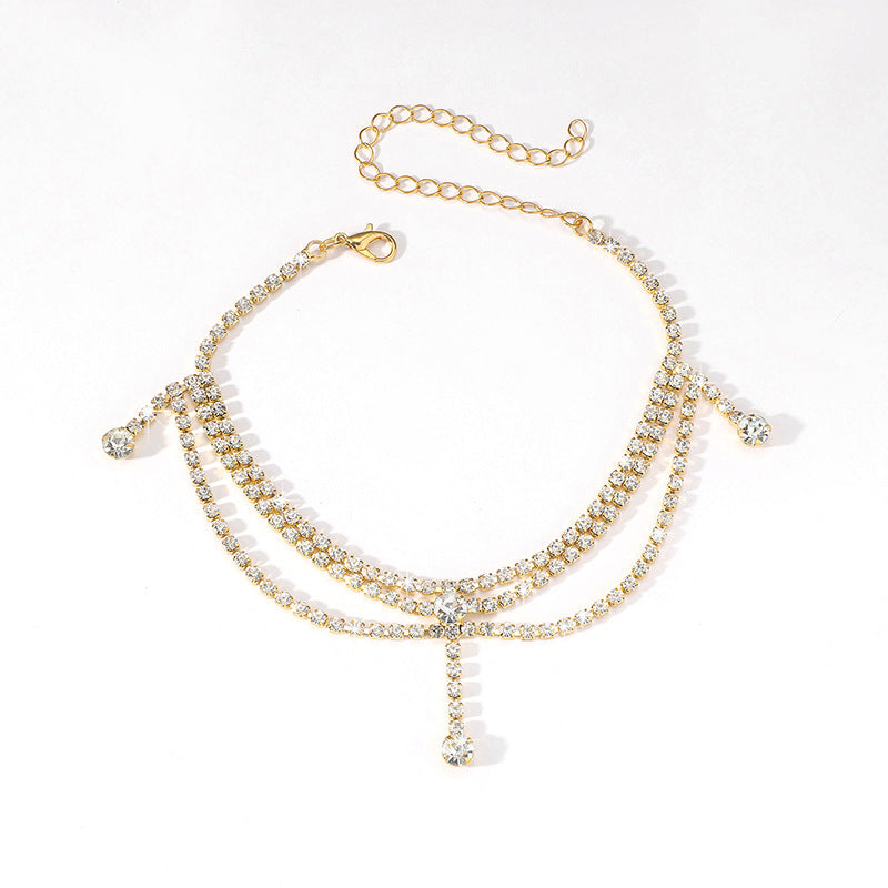 Rhinestone Pendant Anklet