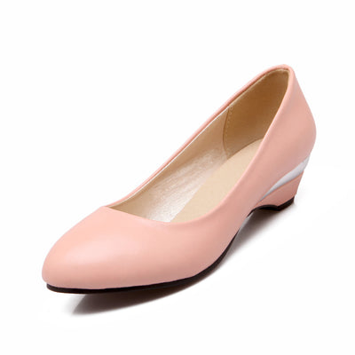 Round Toe Wedge Heel Daily Pumps