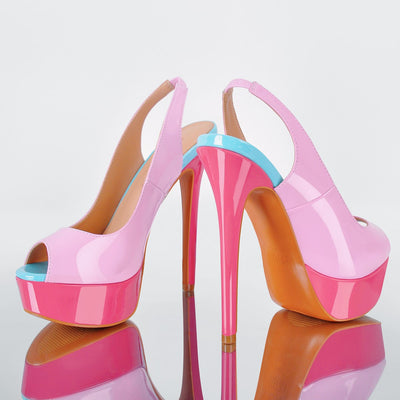 Peep Toe Platform Stiletto Slingback Sandals
