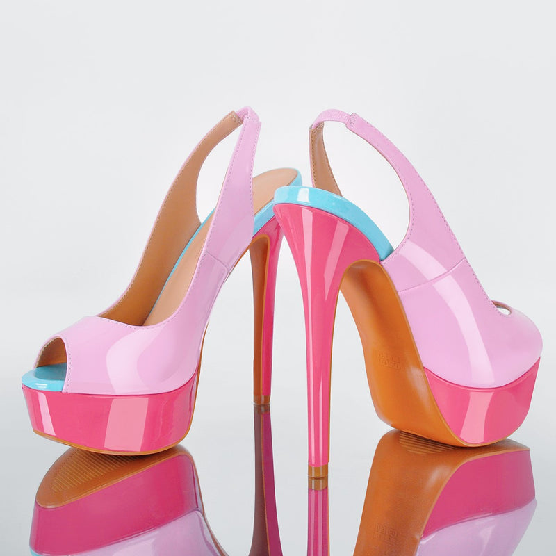 Peep Toe Platform Stiletto Slingback Sandals
