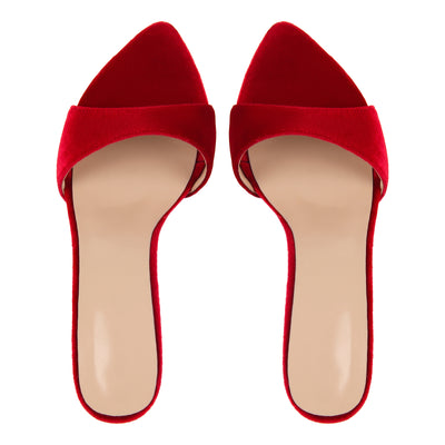 Pointed Toe Velvet High Heels Mules