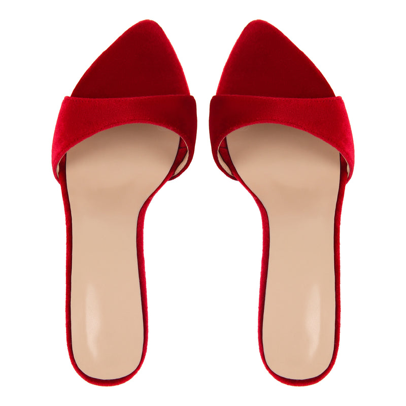Pointed Toe Velvet High Heels Mules