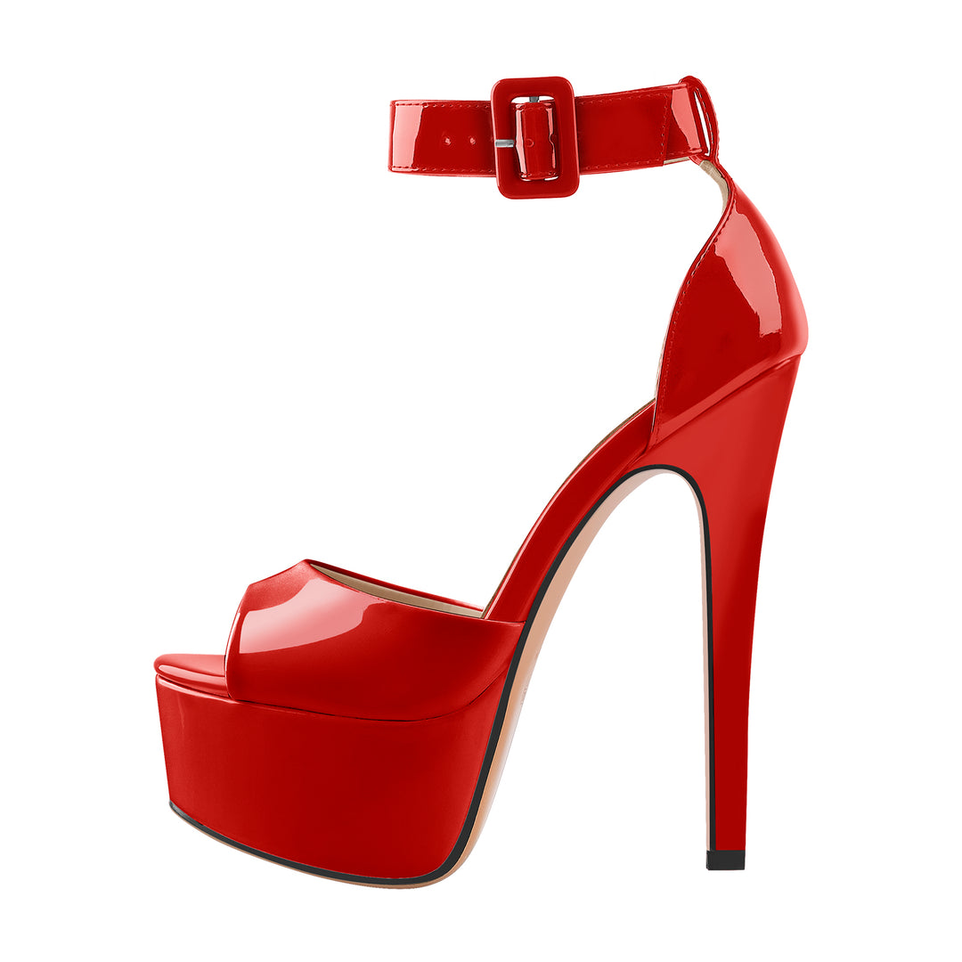 Onlymaker Women's Ankle Strap Peep Toe Platform Block Heel Sandals – Square Toe, High Heel, Vintage