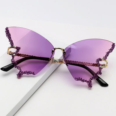 Punk Butterfly Rimless Sunglasses