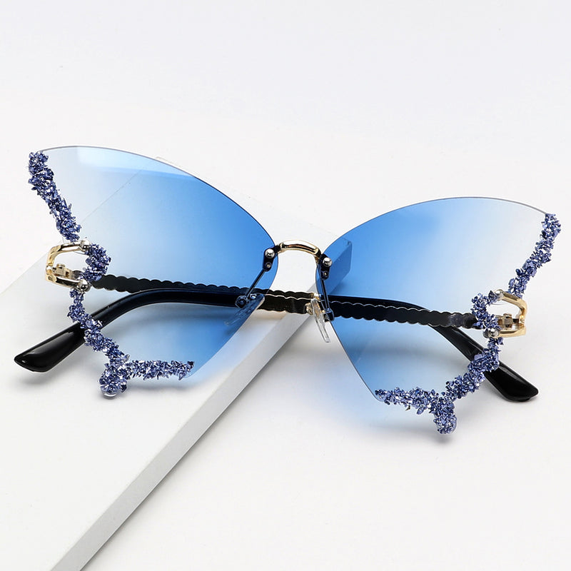 Punk Butterfly Rimless Sunglasses