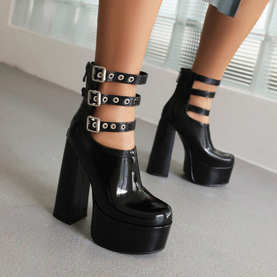 Platform Ankle Straps High Heel Boots