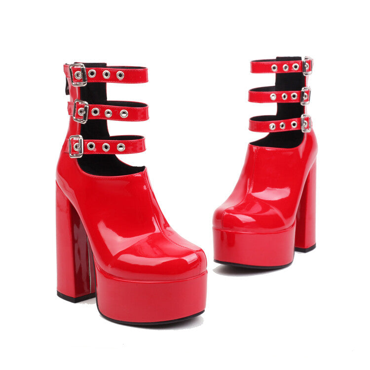 Platform Ankle Straps High Heel Boots