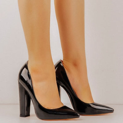 Elegant Classic Pointed Toe Chunky Heels Pumps