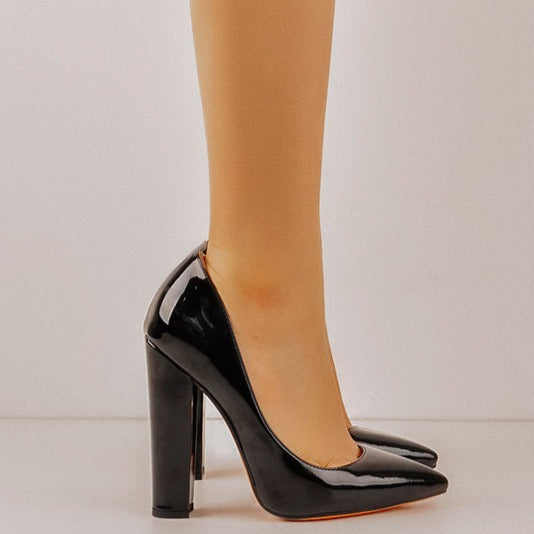 Elegant Classic Pointed Toe Chunky Heels Pumps