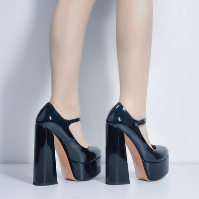Mary Jane Platform Chunky High Heels Pumps