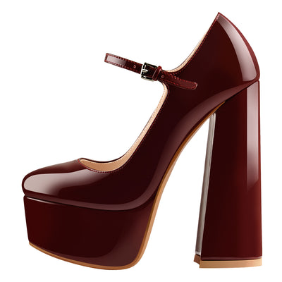 Mary Jane Platform Chunky High Heels Pumps