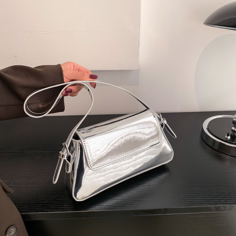 Glossy Metallic Leather Underarm Handbags