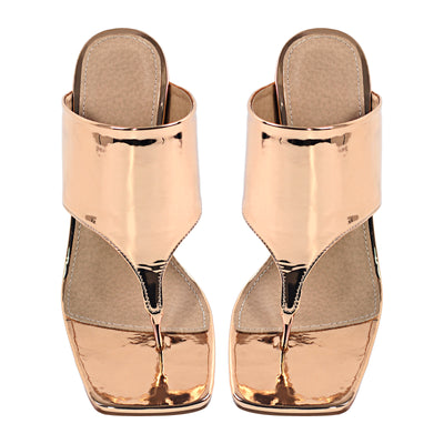 Square Toe Gold High Heels Sandals