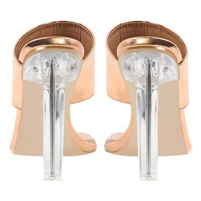 Square Toe Gold High Heels Sandals