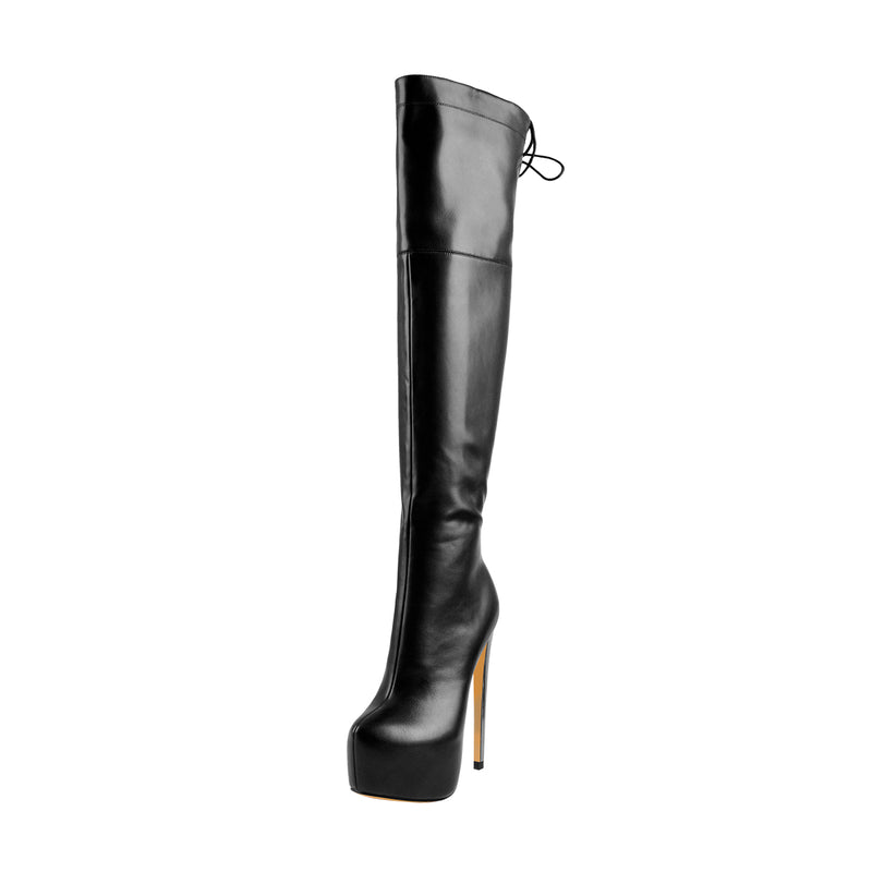Faux Leather Platform High Heels Thigh High Boots
