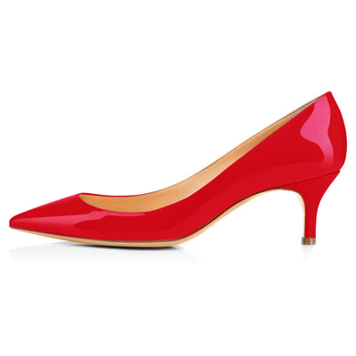Red Pointed Toe Slip On 2.5inches(6.5CM) High Heel Pumps