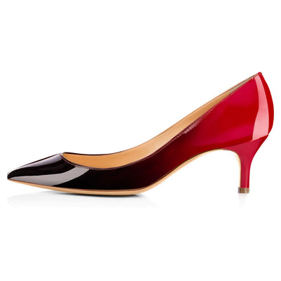 Black Red Gradient Pointed Toe Slip On 2.5inches(6.5CM) High Heel Pumps