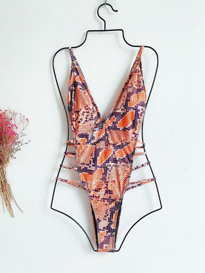 Serpent Printed Lace Up Bikini