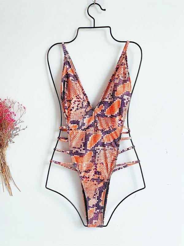 Serpent Printed Lace Up Bikini