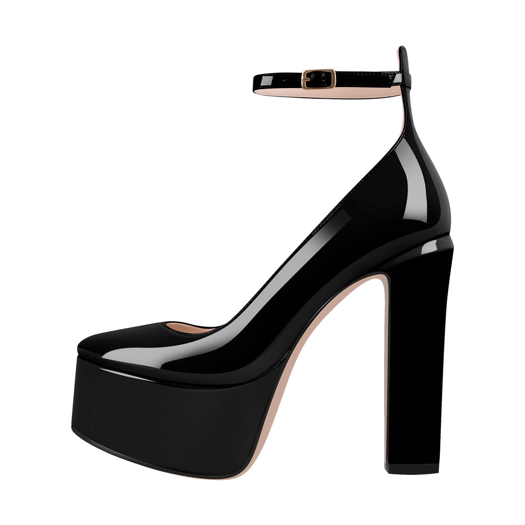 Platform Chunky Heel Ankle Strap Pink Pumps – Onlymaker