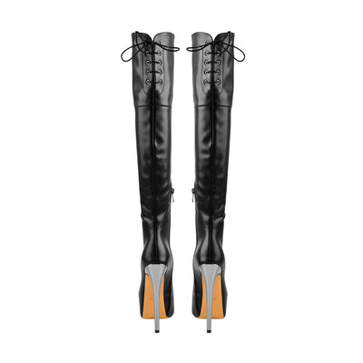 Faux Leather Platform High Heels Thigh High Boots