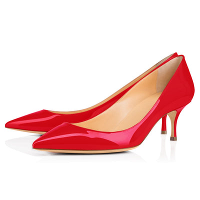 Red Pointed Toe Slip On 2.5inches(6.5CM) High Heel Pumps