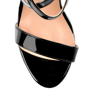 Patent Leather Platform Cross-tied Stiletto Sandals