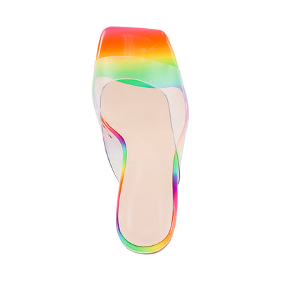Rainbow Sandals Transparent Chunky Heel