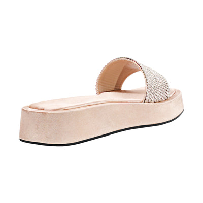 Rhinestone Slippers Open Toe Slide Flat Sandals