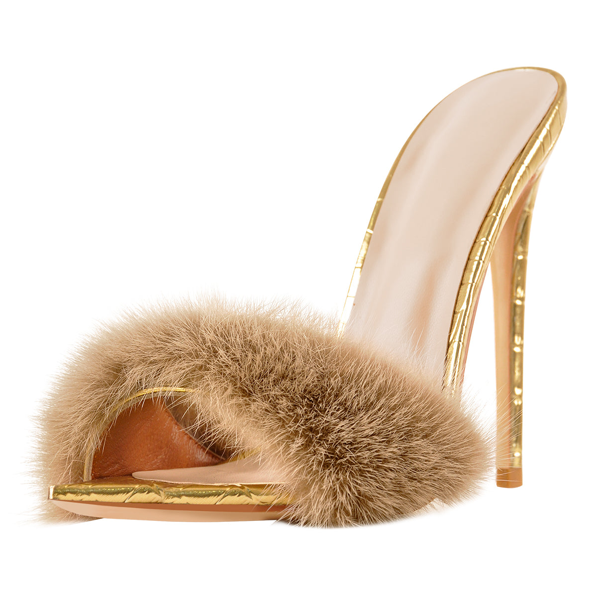 Gold Feather High Heel Stilettos Sandals – Onlymaker
