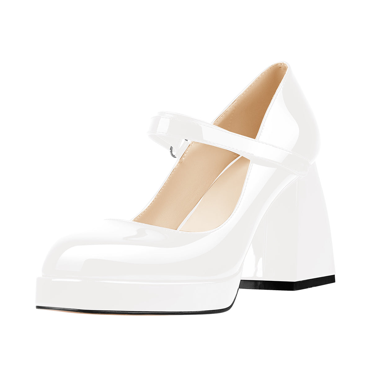 Mary Jane Square Platform Chunky Heels Pumps â Onlymaker
