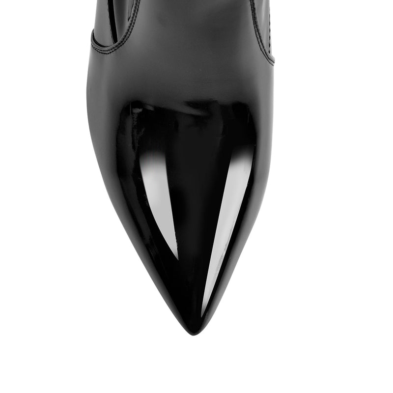 10cm Black Patent Leather Metal Heel Boots