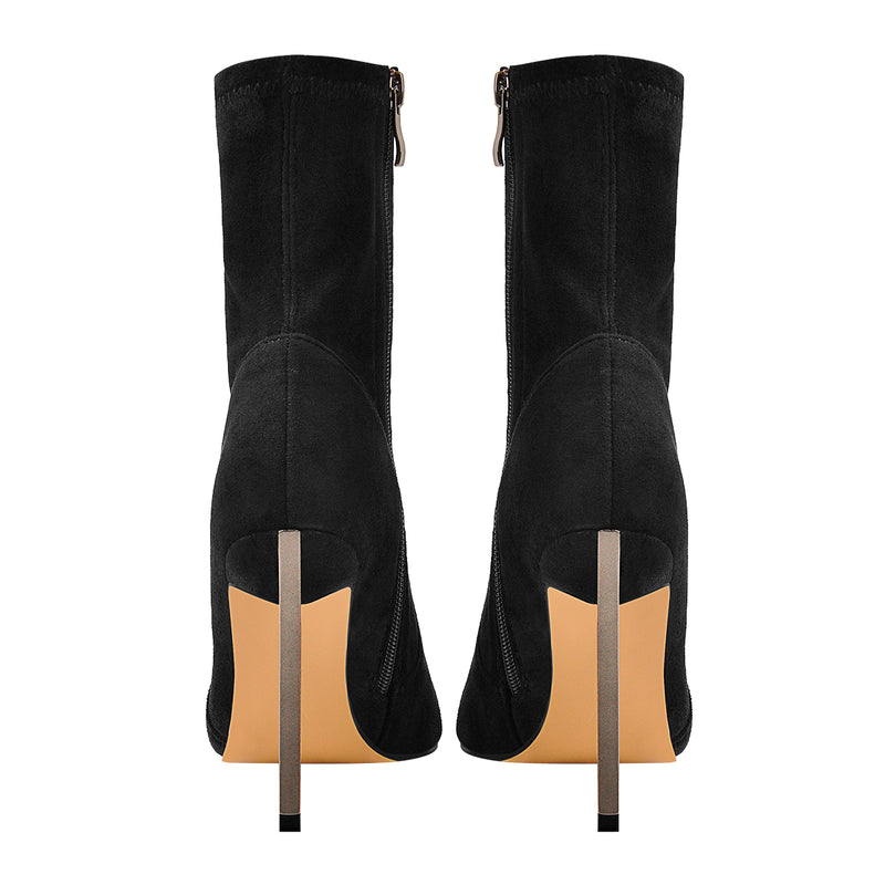 10cm Black Suede Metal Heel Boots