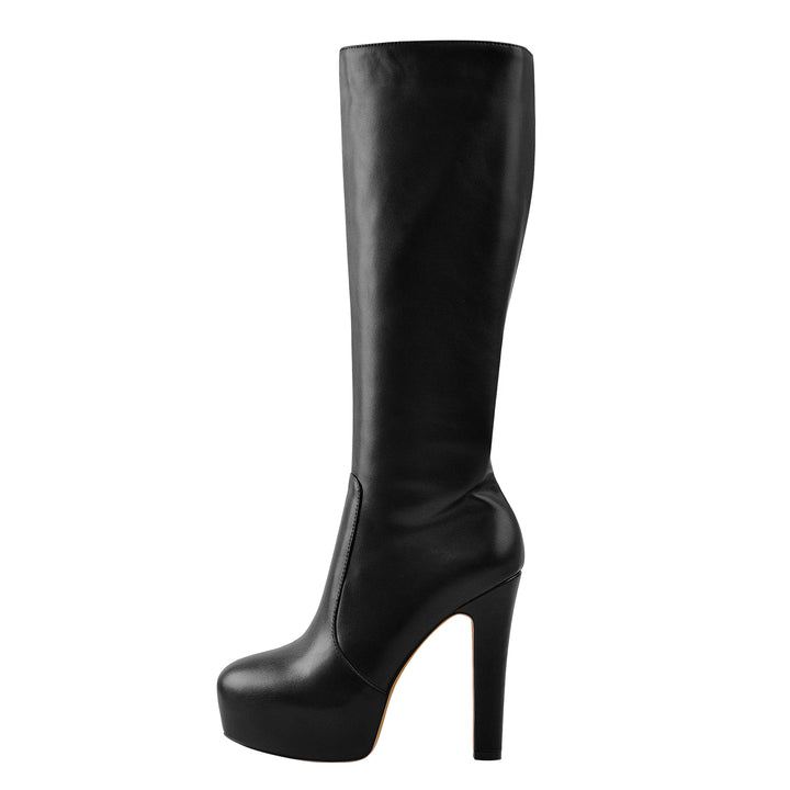 Bottes Overknee CQ Couture – Talon Extreme 13-15cm, Cuir Véritable, Taille 45, Noir