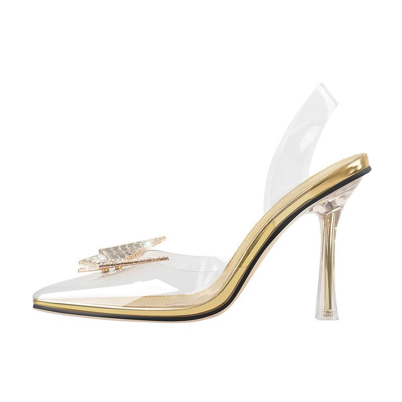 Pointed Toe Butterfly Clear High Heel Sandals