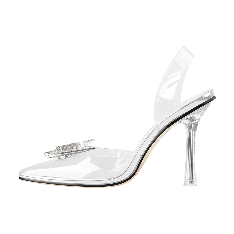 Pointed Toe Butterfly Clear High Heel Sandals