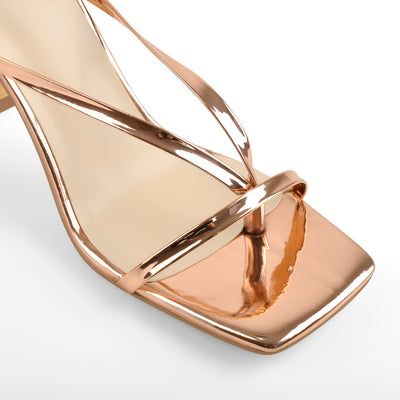 Rose Gold Band High Tapered Heels Sandals