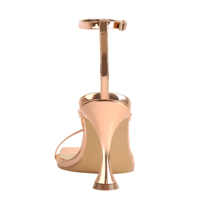 Rose Gold Band High Tapered Heels Sandals